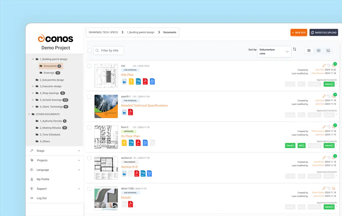 Screenshot of Conos Document Manger System